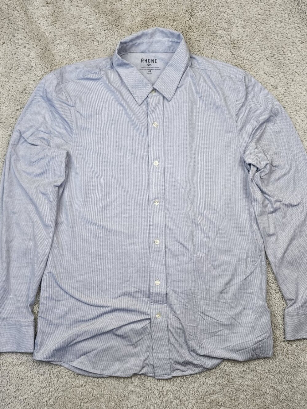 Rhone Commuter Button Shirt Men Large Light Grey blue Stretch L/G L/S USA Office
